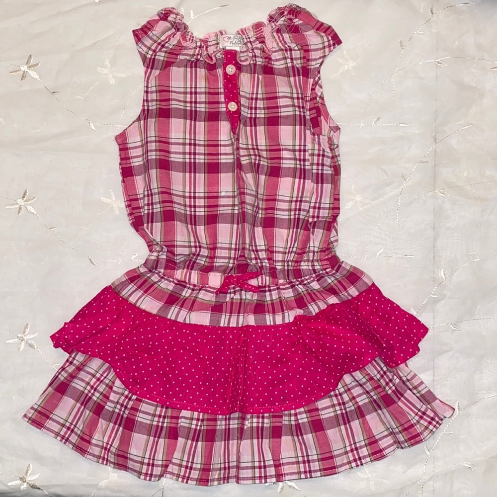 Children’s Place 4T Pink Plaid Summer Sleeveless Dress with Ruffled Bottom